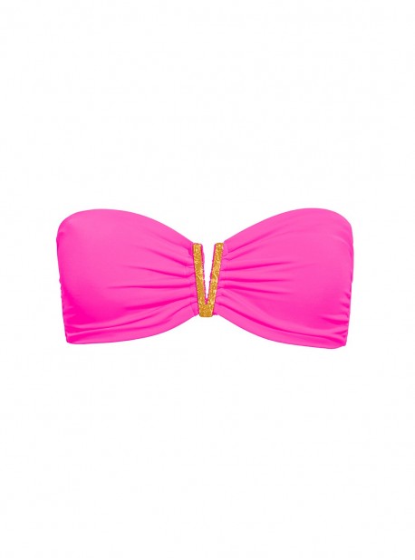 Haut de maillot de bain Bandeau Bijou Rose fluo - Color Mix