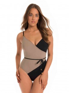 Maillot de bain 1 pièce Solitaire Misty - Noir et Marron - Amoressa