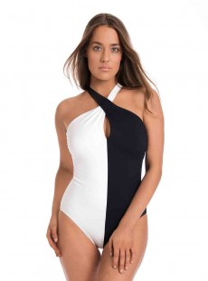 Maillot de bain 1 pièce Domino Jinx Twist - Noir et Blanc - Amoressa