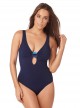 Maillot de bain lissant 1 pièce plongeant Electra Bleu Marine - Crete - Amoressa