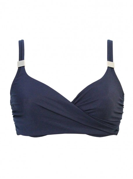 Haut de maillot de bain Surplice bleu nuit - Solid - "M" -Miraclesuit Swimwear   