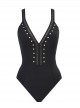 Maillot de bain lissant 1 pièce V Suzette Noir - Cabaret - Amoressa