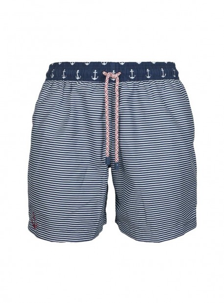 Short de bain bleu marine rayures Classic - Anchor - Palmacea