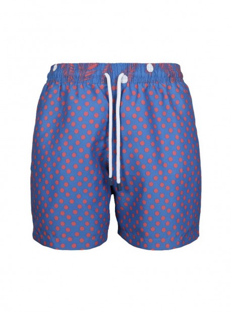 Short de bain bleu marine pois rouges Classic - Dots - Palmacea