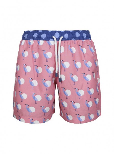 Short de bain rose clair Classic - Polka Heron - Palmacea