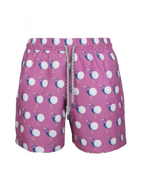 Short de bain fuschia Classic - Polka Heron - Palmacea