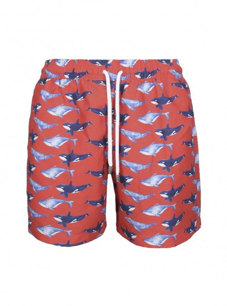 Short de bain rouge Classic - Whales - Palmacea