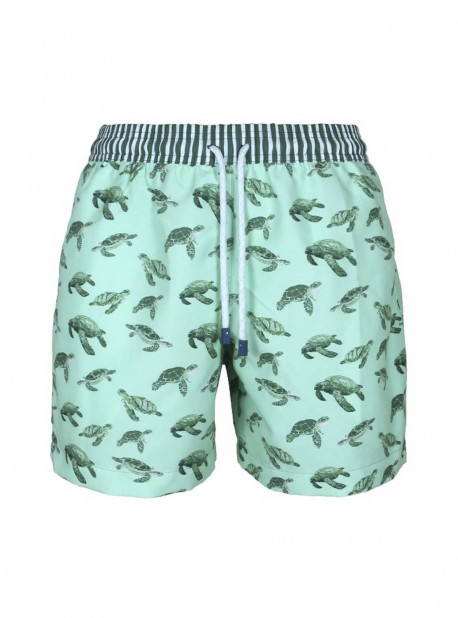 Short de bain vert Slim - Marine Turtles - Palmacea