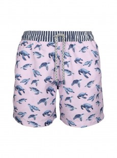 Short de bain rose Slim - Marine Turtles - Palmacea