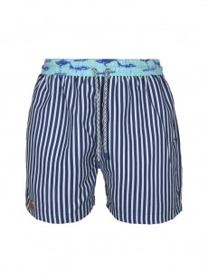 Short de bain bleu marine rayures Slim - Marine Sharks - Palmacea