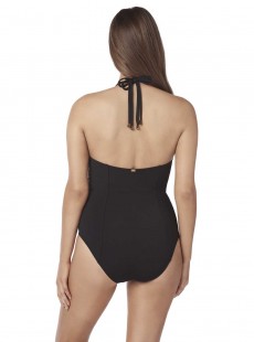 Maillot de bain lissant 1 pièce plongeant Lyra Noir - Meridian - Amoressa	