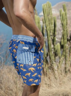 Short de bain bleu Classic - Marine Turtles - Palmacea