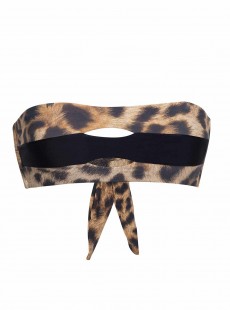 Haut de maillot de bain Bandeau Jungle Color Block Imprimé Léopard - PilyQ