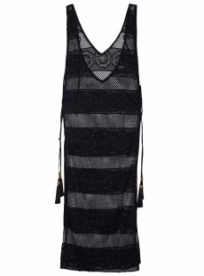 Robe de plage Longue Midnight Joy Lace Noir transparent - PilyQ 