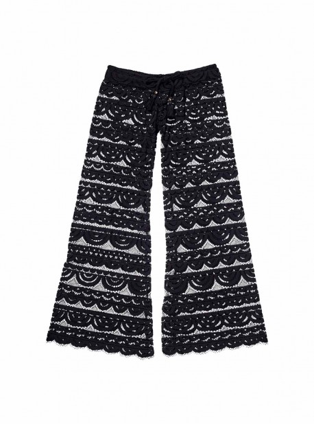 Pantalon long de plage en dentelle Must Haves Malibu Lace Noir - PilyQ