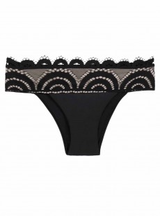 Culotte de bain échancrée en dentelle Must Haves Lace Noir - PilyQ