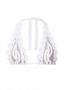 Haut de maillot de bain triangle en dentelle Must Haves Lace Blanc - PilyQ