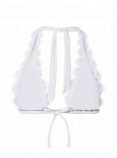 Haut de maillot de bain triangle en dentelle Must Haves Lace Blanc - PilyQ