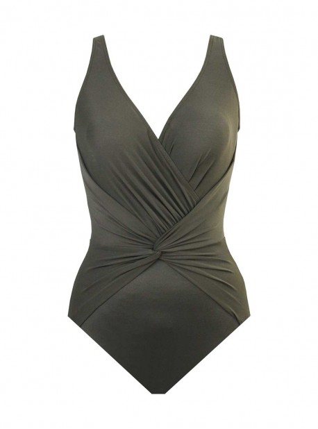 Maillot De Bain 1 Piece Gainant Twister Vert Rock Solid M Miraclesuit Swimwear