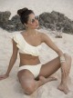 Haut de maillot de bain bandeau asymétrique à volants ivory - Palette - Milonga