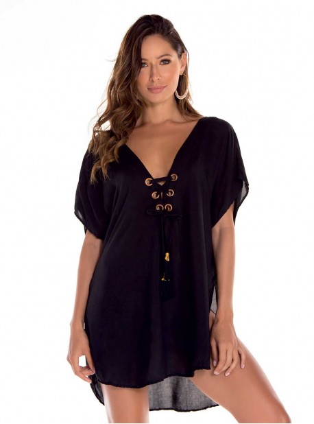 Robe de plage courte noire - Lucca - Milonga