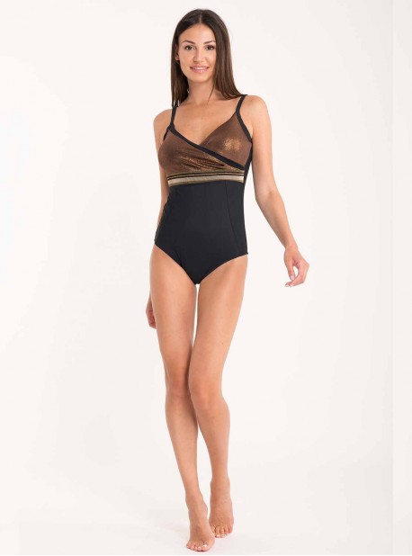 Maillot de bain sculptant 1 pièce Thalia bronze - Metallic Gros - Miradonna