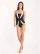 Maillot de bain sculptant 1 pièce Era noir et kaki - Miralines - Miradonna