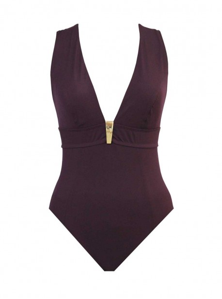 Maillot de bain lissant 1 pièce plongeant Delahaye Zin - Moderne - Amoressa	