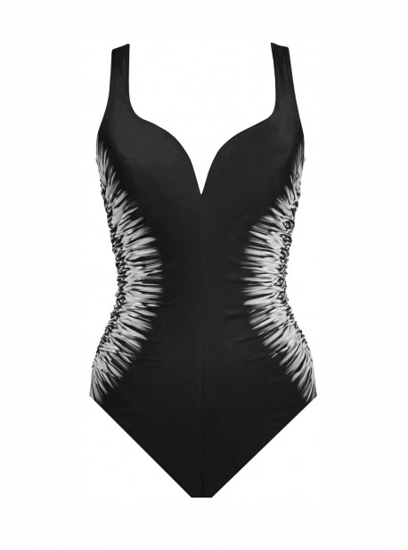 Maillot de bain une pièce Temptress Noir et Blanc - Warp Speed - "M" - Miraclesuit Swimwear