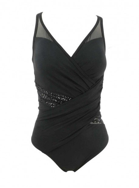 Maillot de bain sculptant 1 pièce Athena noir - Glamorous - Miradonna