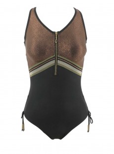 Maillot de bain sculptant 1 pièce Diana Laces bronze - Metallic Gros - Miradonna