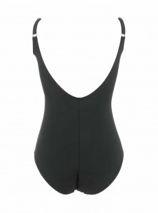 Maillot de bain sculptant 1 pièce Athena noir et beige - Lurex Lines - Miradonna