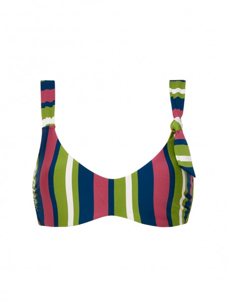 Haut de maillot de bain effet brassière imprimé rayé multicolore - Jakarta - Cyell