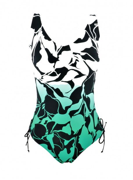 Maillot de bain sculptant 1 pièce Vert Diana Laces - Nu Deco - Miradonna