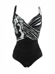 Maillot de bain sculptant 1 pièce noir et blanc Nemesis - Philosophy - Miradonna