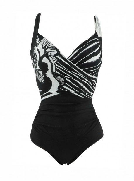 Maillot de bain sculptant 1 pièce noir et blanc Nemesis - Philosophy - Miradonna