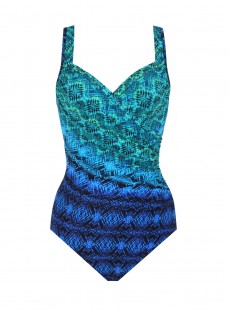 Maillot de bain une pièce Seraphina imprimé graphique bleu - Ocean Ombre - "M" - Miraclesuit Swimwear
