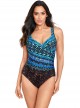 Maillot de bain une pièce It's A Wrap imprimé graphique bleu -  Untamed - "M" - Miraclesuit Swimwear