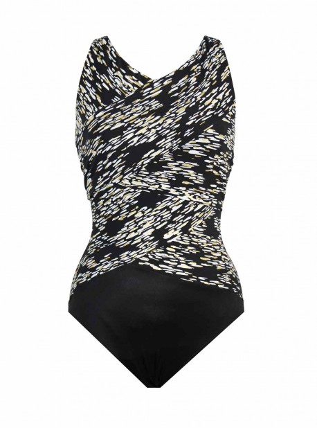 Maillot de bain une pièce Brio Noir et Blanc - Zari - "M" - Miraclesuit Swimwear