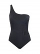 Maillot de bain lissant 1 pièce asymétrique Meridian noir - Triomphe - Amoressa