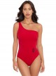 Maillot de bain lissant 1 pièce asymétrique Meridian rouge - Triomphe - Amoressa