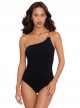 Maillot de bain lissant 1 pièce asymétrique 14K noir - Elle Dorado - Amoressa