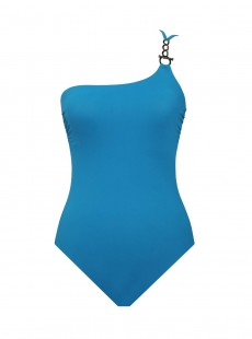 Maillot de bain lissant 1 pièce asymétrique 14K bleu - Elle Dorado - Amoressa