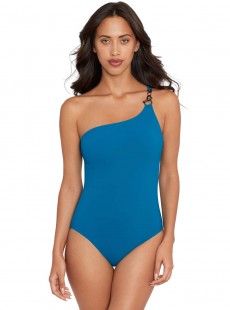 Maillot de bain lissant 1 pièce asymétrique 14K bleu - Elle Dorado - Amoressa