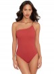 Maillot de bain lissant 1 pièce asymétrique 14K rouge - Elle Dorado - Amoressa