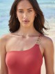 Maillot de bain lissant 1 pièce asymétrique 14K rouge - Elle Dorado - Amoressa